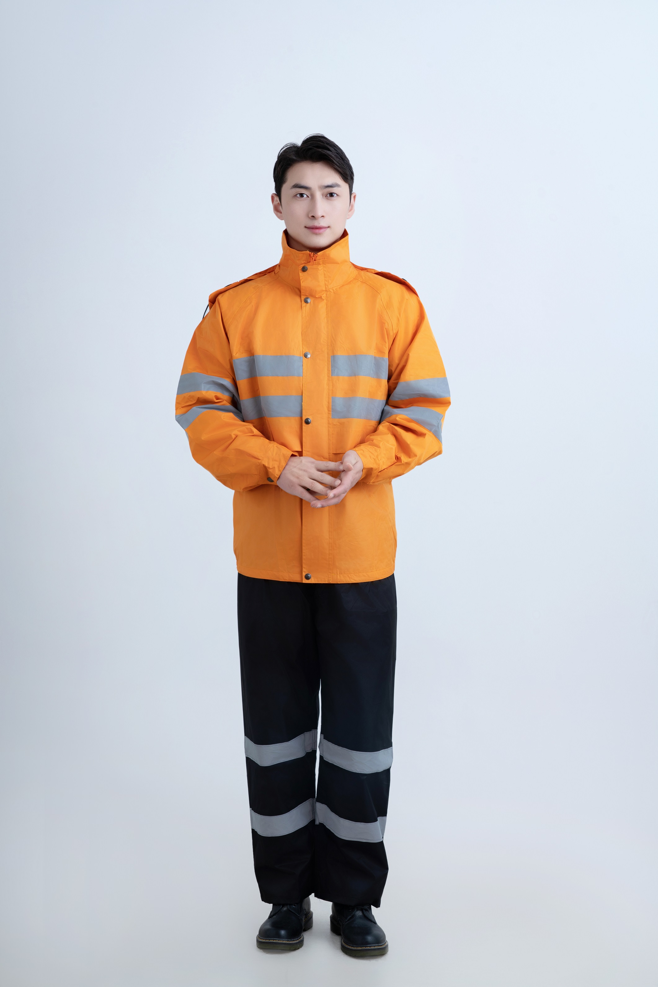 210T橙黄春亚纺雨衣套装